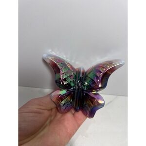 VTG Fenton Amethyst Iridescent Glass Butterfly Purple Carnival Art Glass